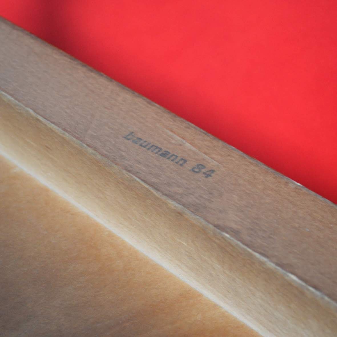 Fauteuils « Éventail »  Baumann rouge et jaune orangé années 80
