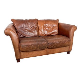 Vintage sheep leather two seater sofa Hoofddorp