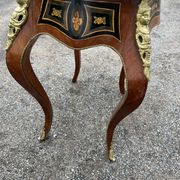 Louis XV style side table with marquetry and gilded bronze.