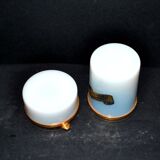 Cendrier vintage en verre opaline blanche et gobelet à cigarette opaline véritable