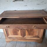 Low cherry wood sideboard with 1 drawer and 2 doors