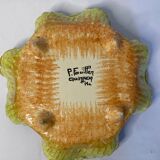 Vintage earthenware dish Quimper Fouillen floral decoration around 1950