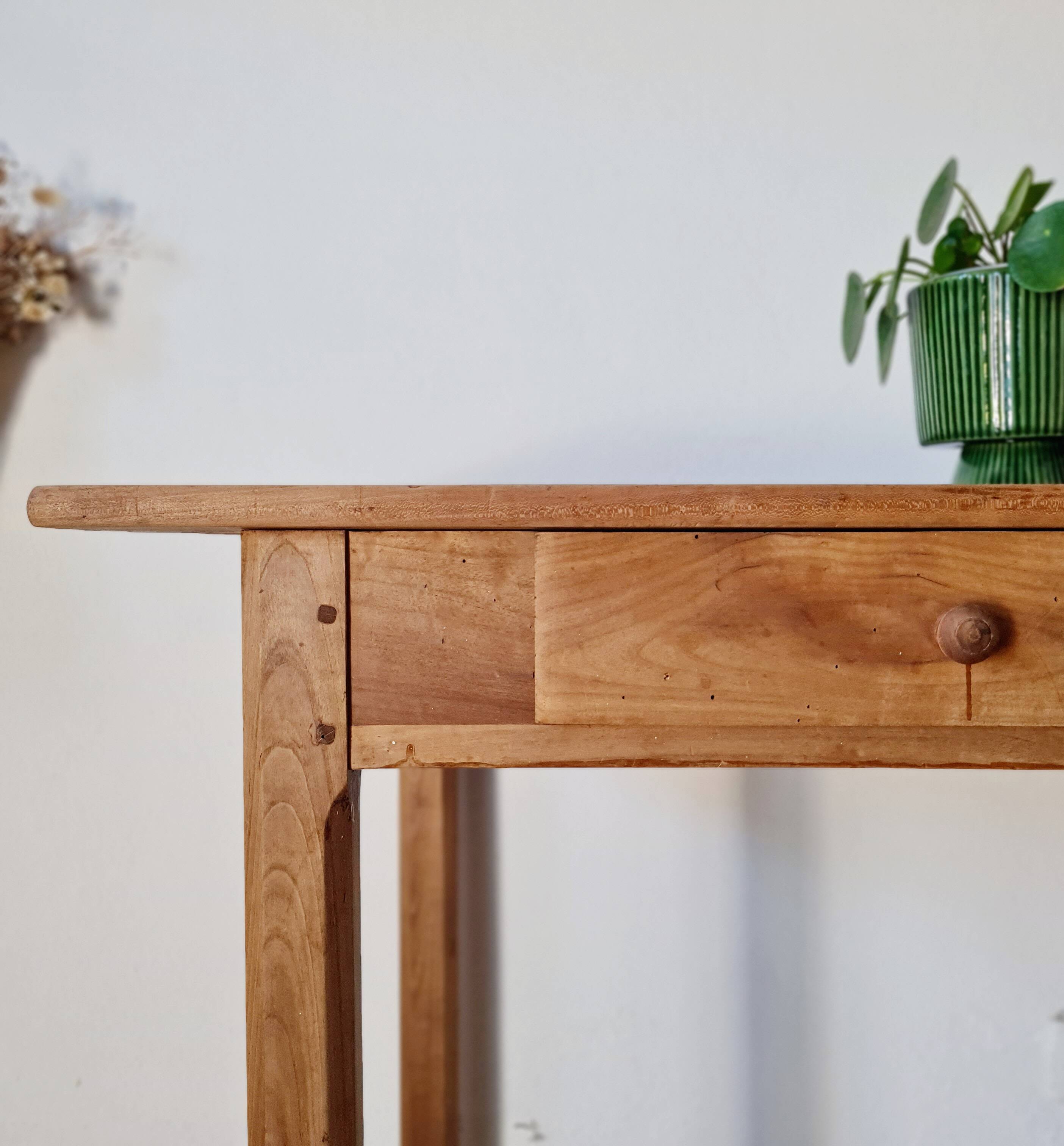 Small antique farmhouse table in wood – vintage rustic desk