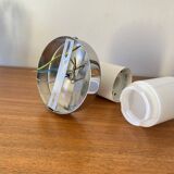 Applique murale verre blanc tubulaire et inox années 80