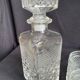 Chiseled glass whiskey service carafe and 6 Italian glasses
