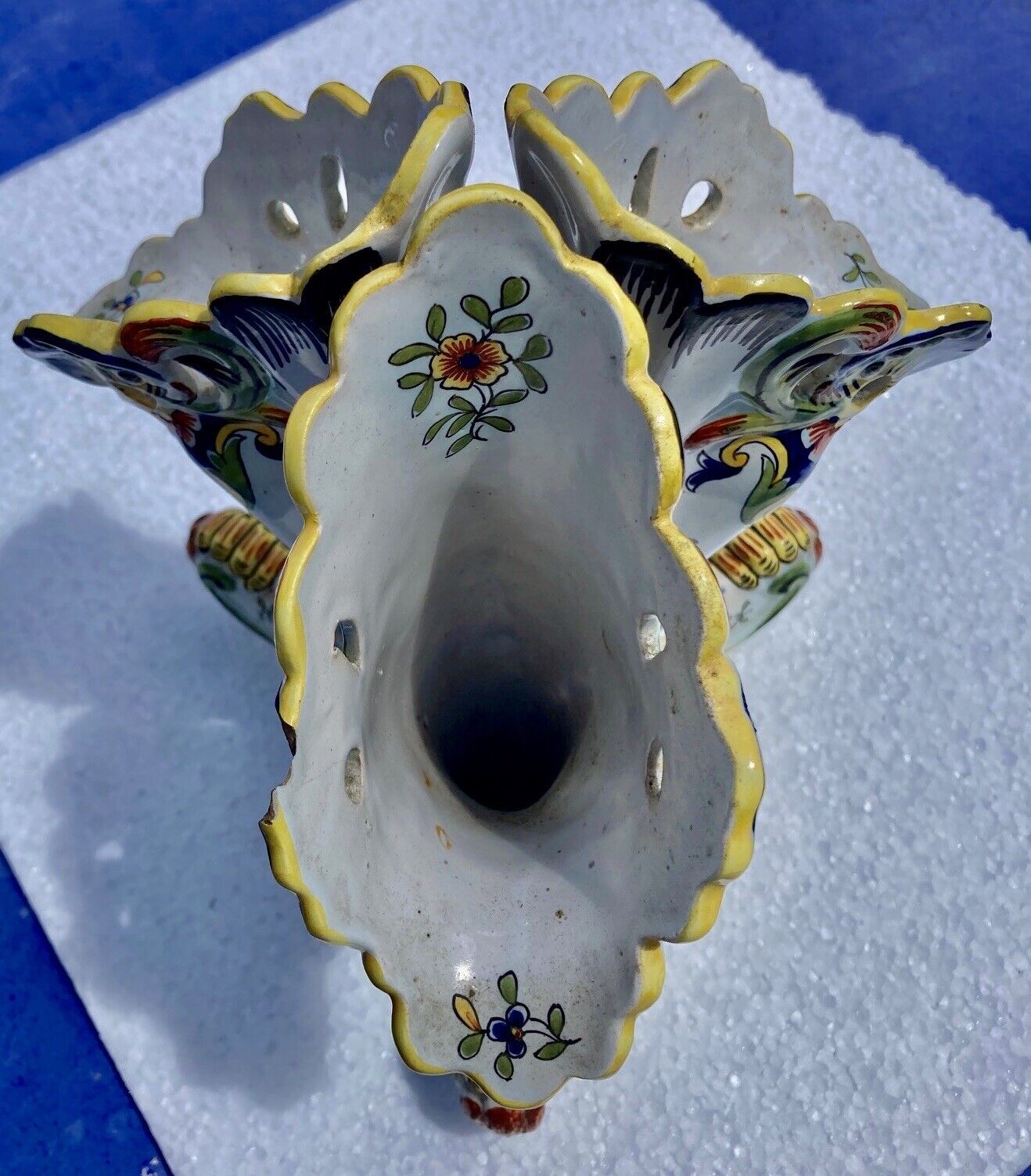 Antique vase, cornucopia in earthenware of courquin furmaintraux desvres