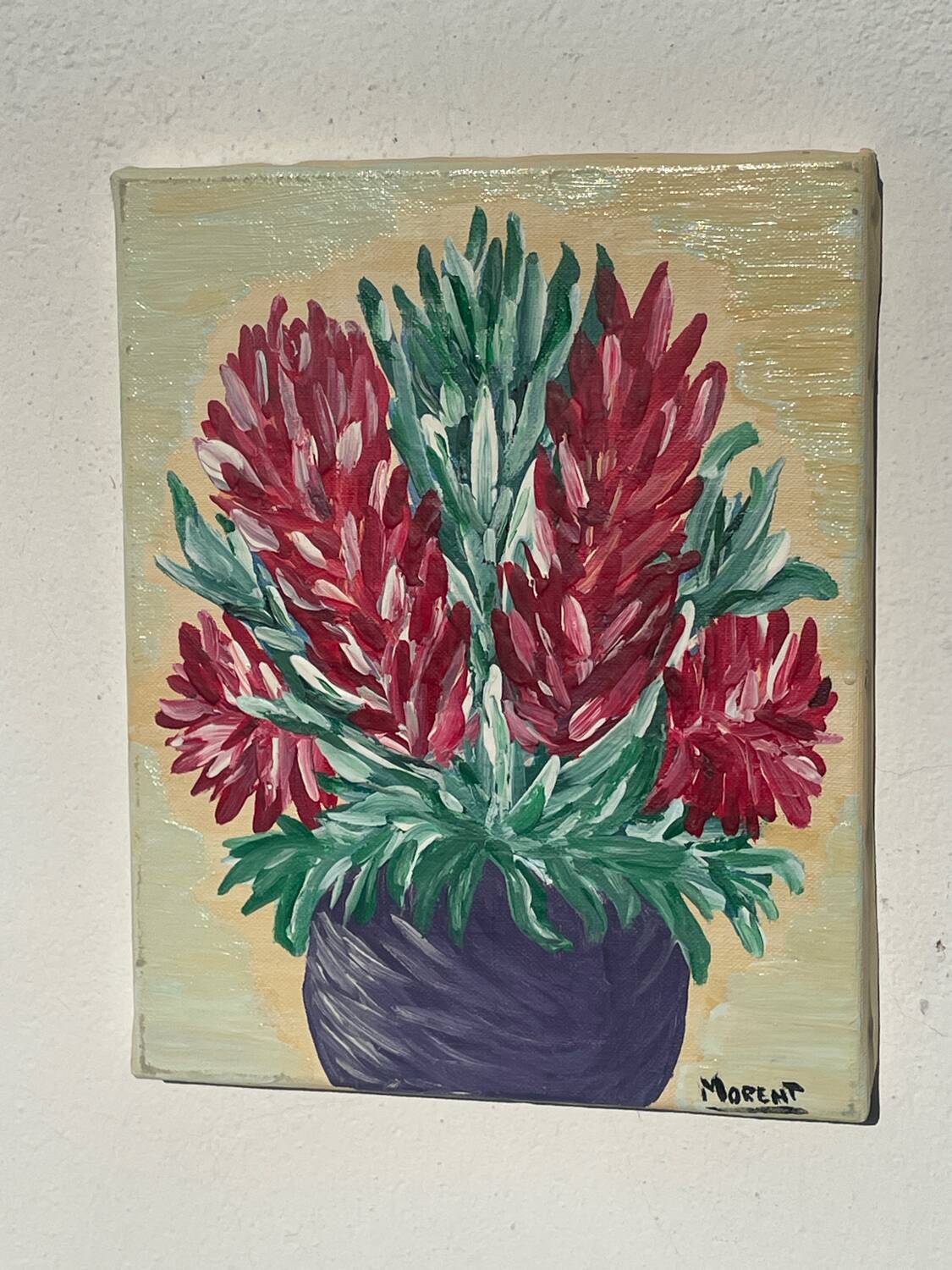Tableau peinture bouquet de fleurs huile sur toile 