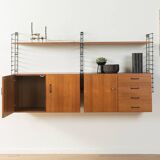 Teak veneer wall shelf, 1960s