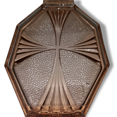 Tray in pink glass, art deco and lines