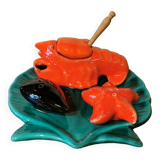 Vallauris vintage Barbotine condiment set