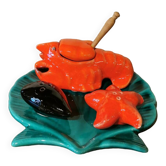 Vallauris vintage Barbotine condiment set
