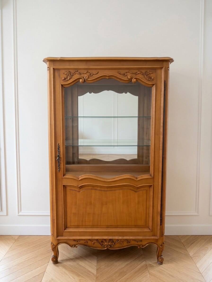 Louis XV style display cabinet in solid wood