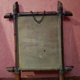 Ancien miroir bois style bambou décoration 38x45 vintage