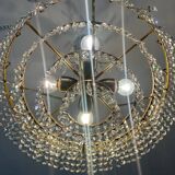 Brass chandelier with crystal pendants