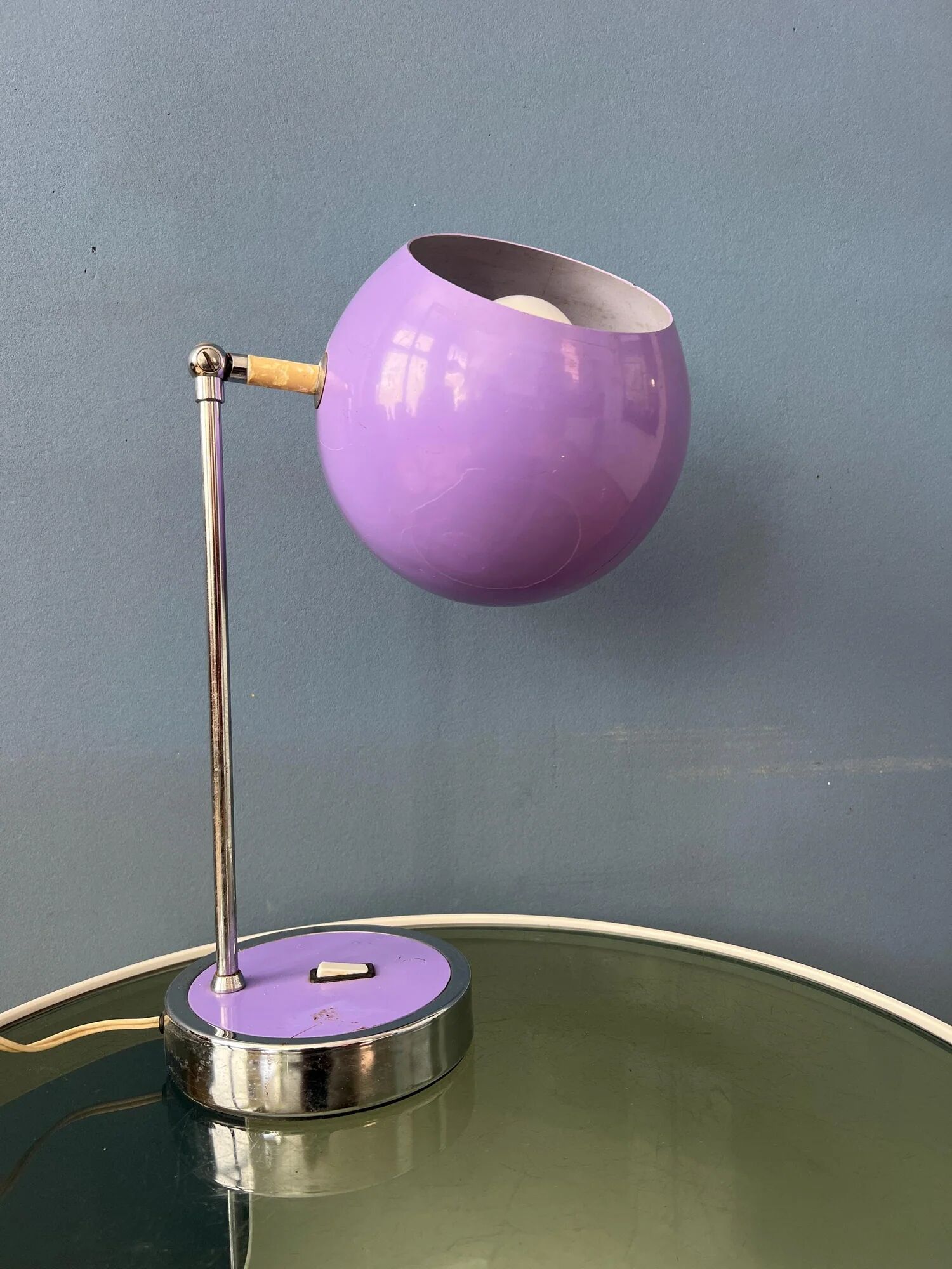 Vintage purple Herda space age eyeball desk lamp