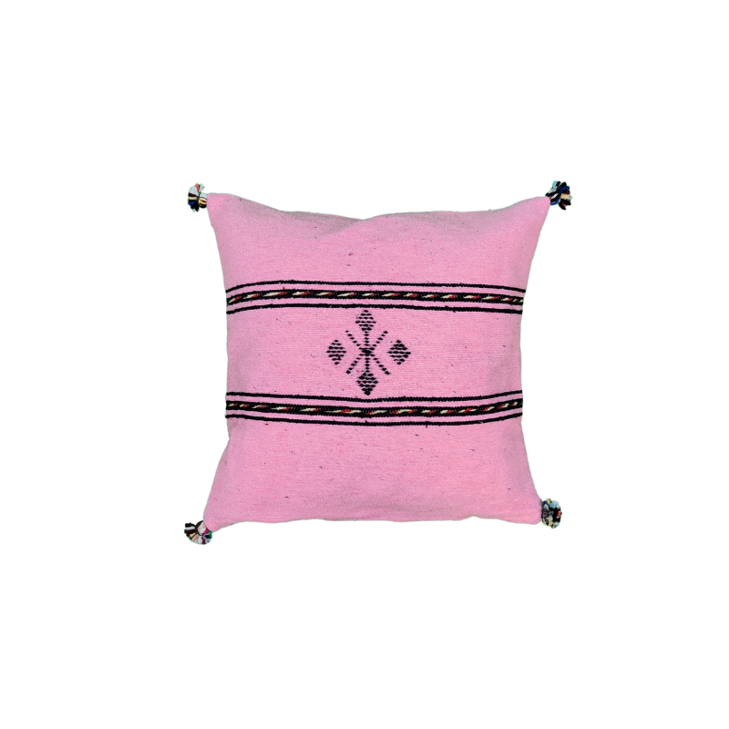 Berber cushion pink edged