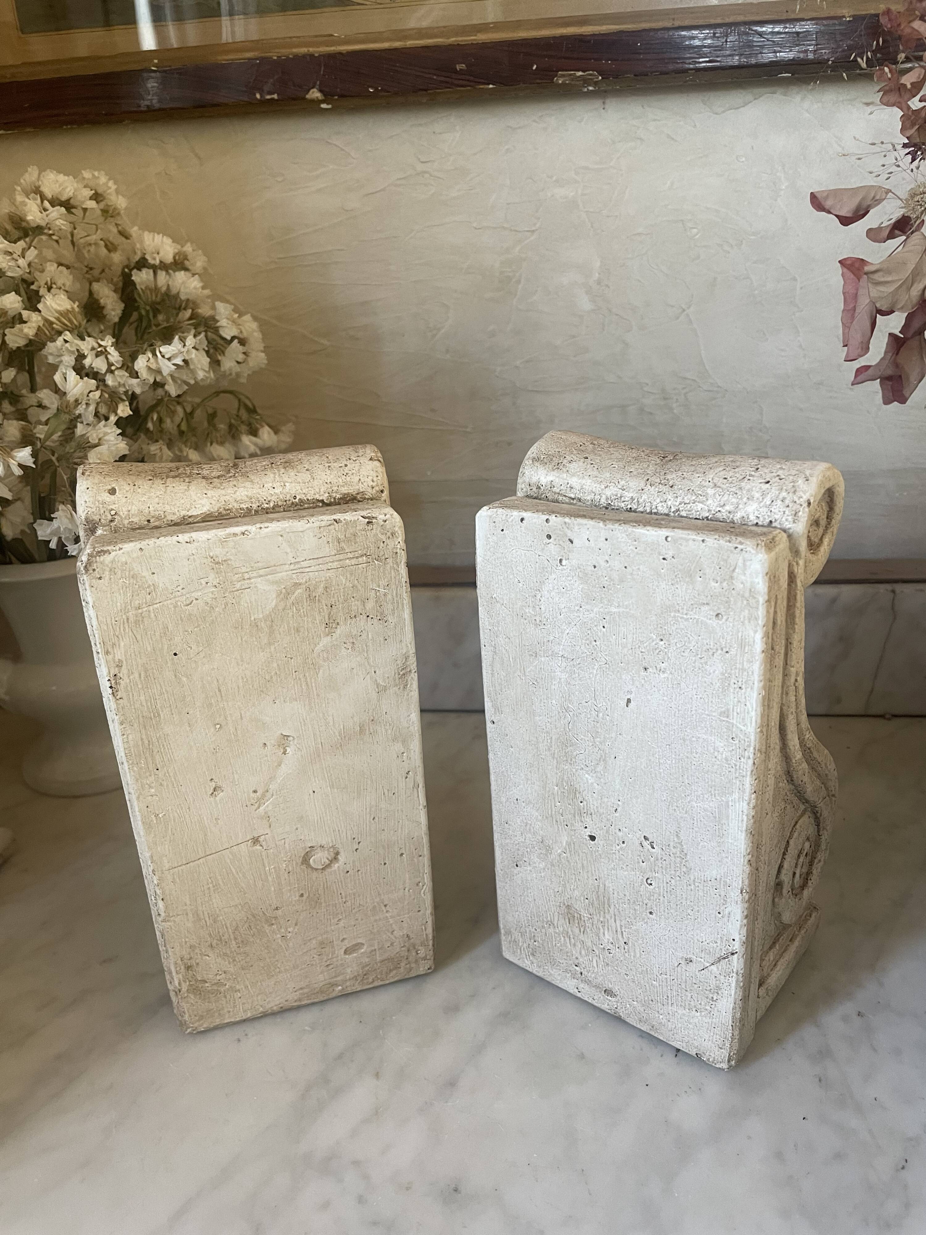 Pair of vintage patinated plaster bookends