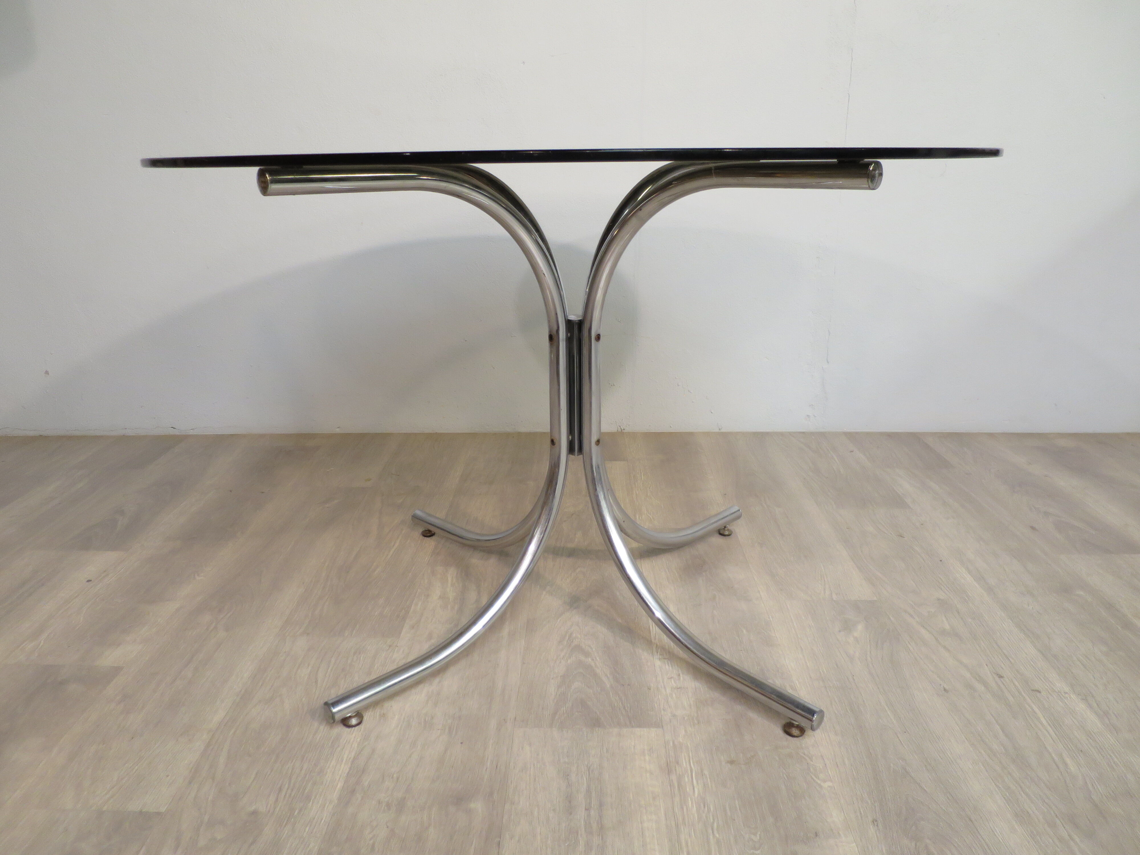 Glass and chrome round table