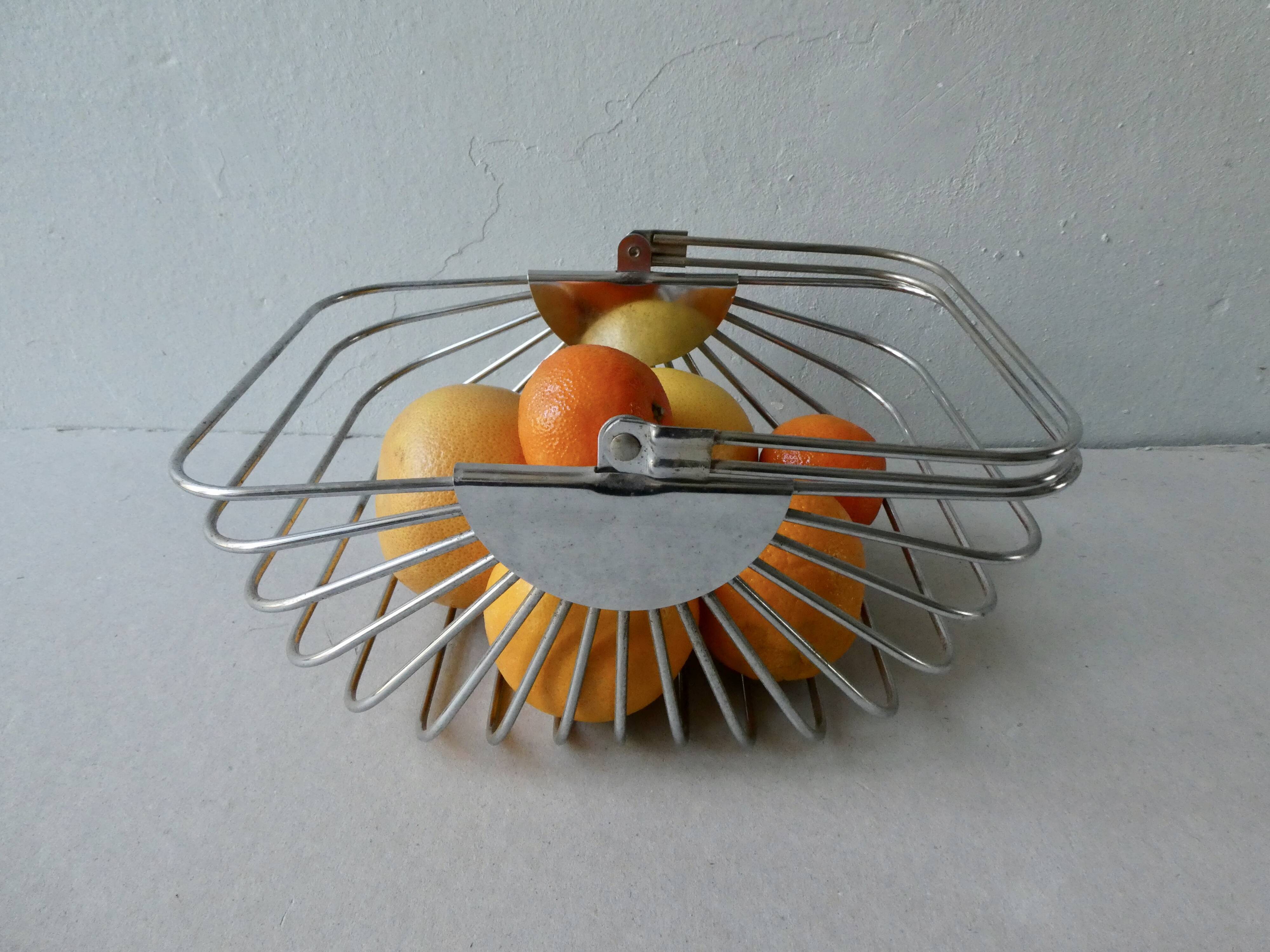 Chrome metal basket, 70s