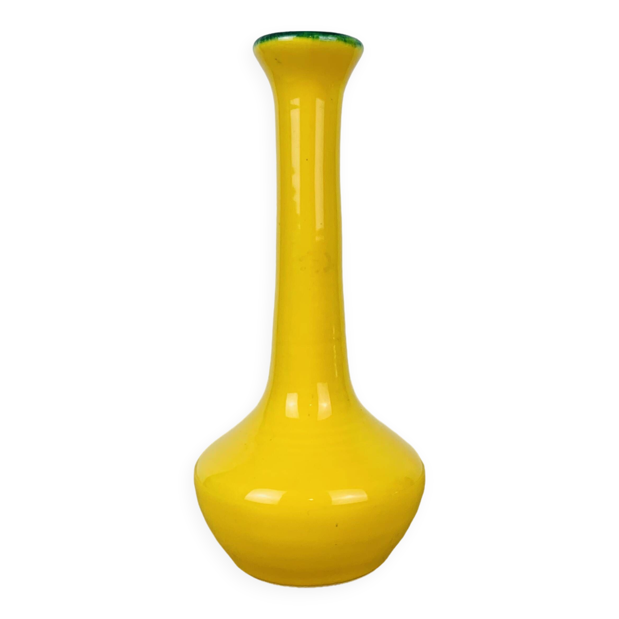 Single flower vase Les Grottes Dieulefit yellow ceramic