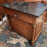 Chest of drawers with columns in blond walnut Empire style XIXth