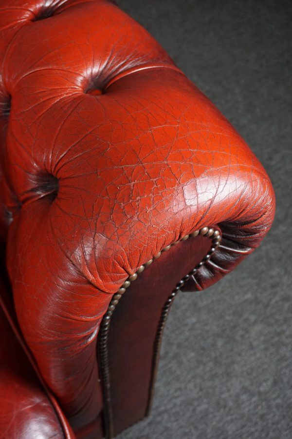 Chesterfield sofa 3 places in cowhide leather