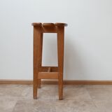Set of 3 oak mid-century french bar stools Guillerme et Chambron