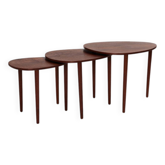Ensemble de trois tables gigognes par Beder Trædrejeri, Danemark 1960