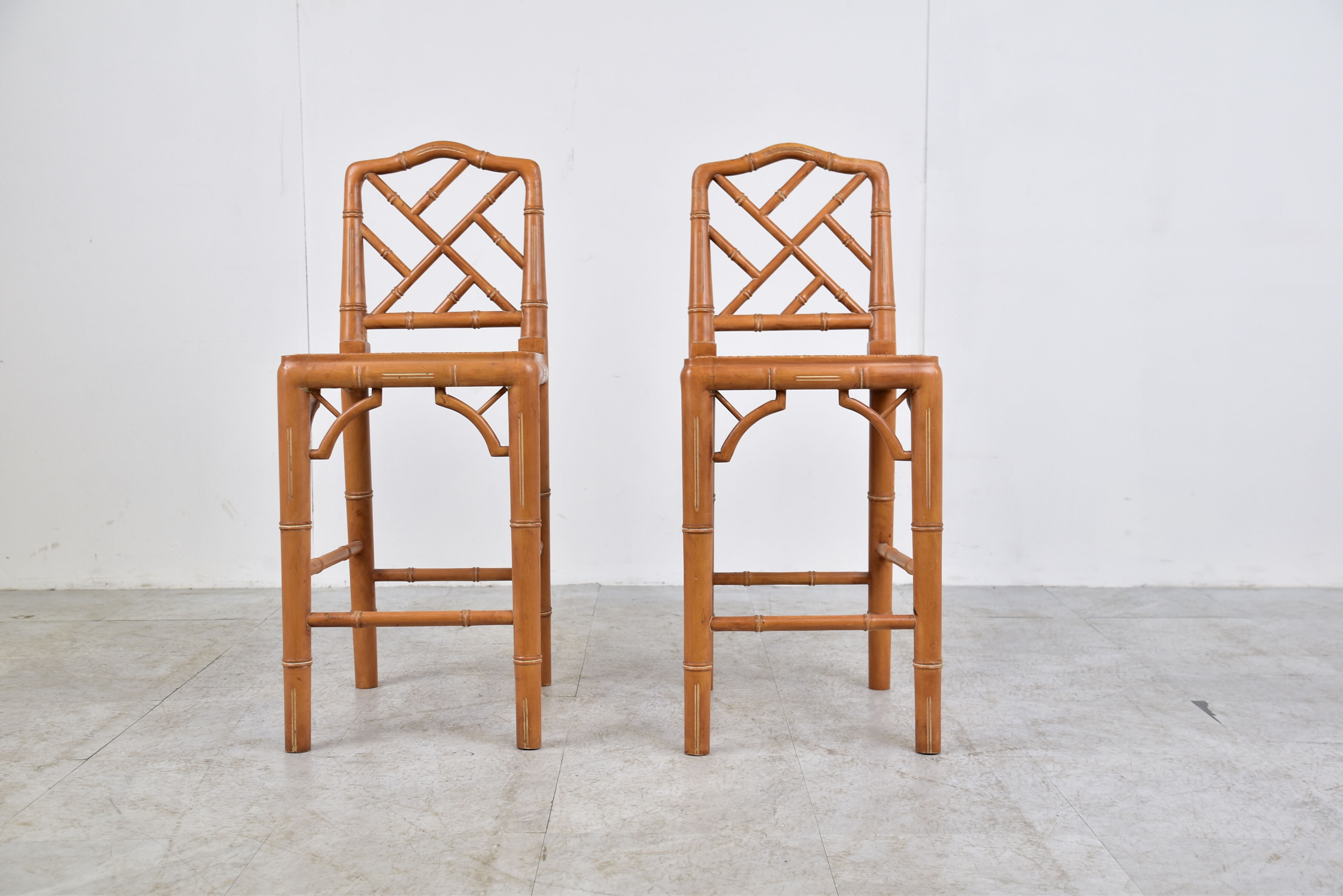 Pair of faux bamboo children chairs, 1960s