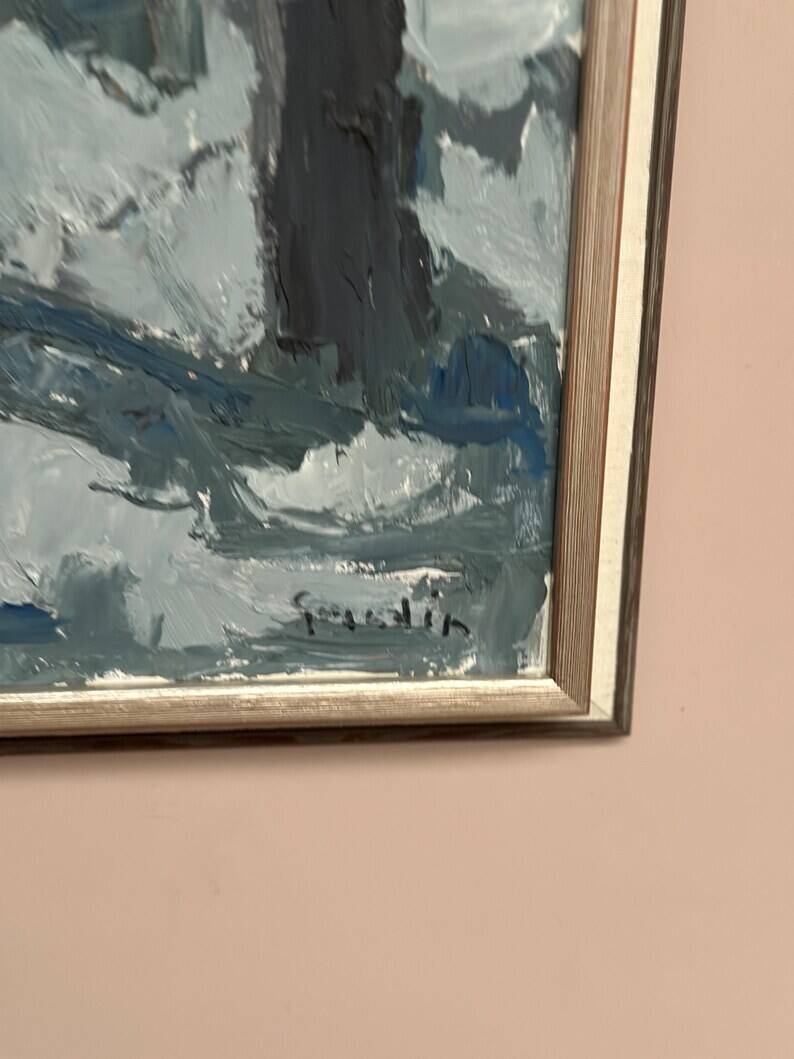 Original Vintage Swedish Oil on Panel – “Tre träd” by Svän Grandin – Signed – Vintage & Framed