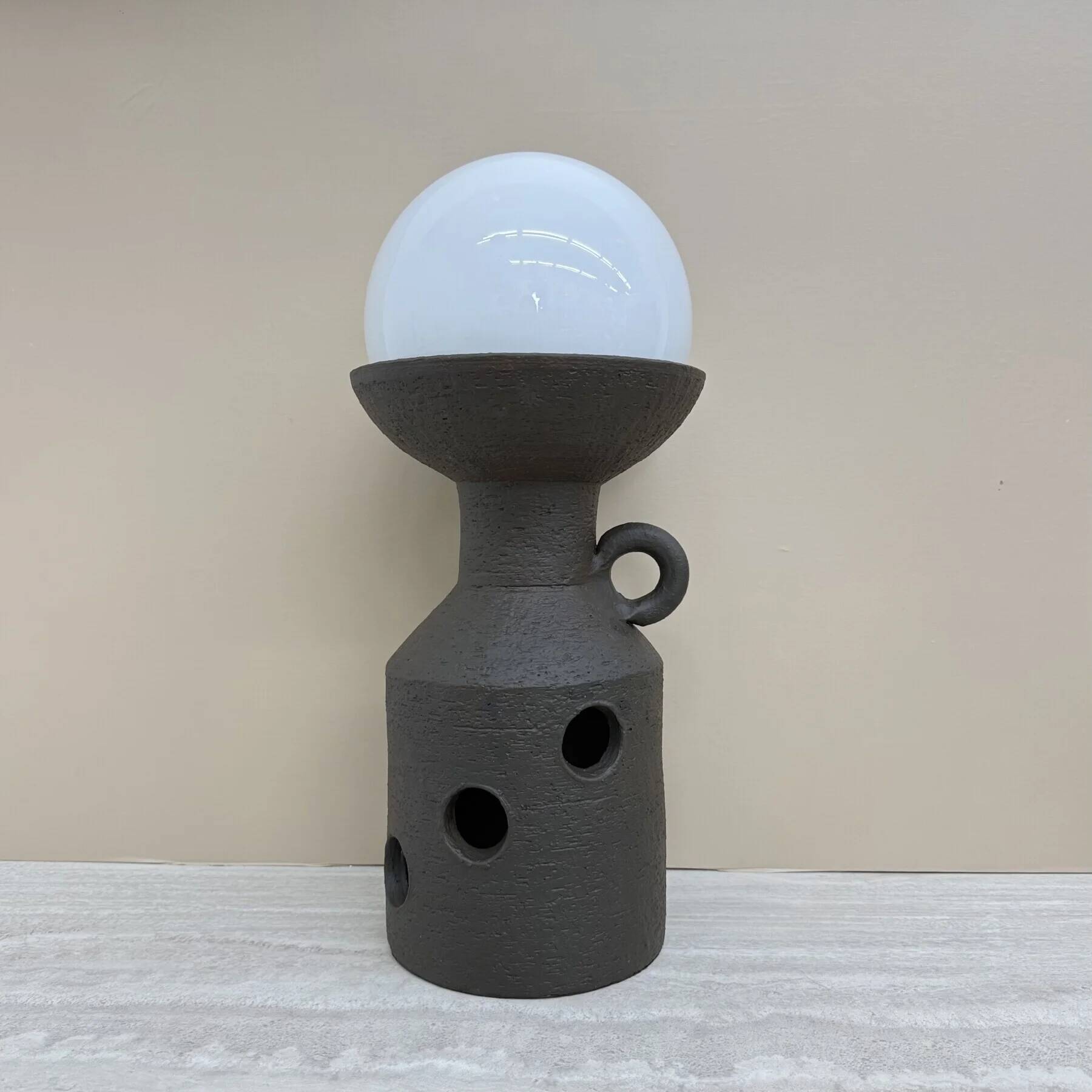 Large Doria Leuchten ceramic table lamp / floor lamp, 1970s