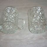 2 chopes/verres à bière losanges en verre