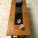 Table basse brutaliste en chêne et verre noir, 1960