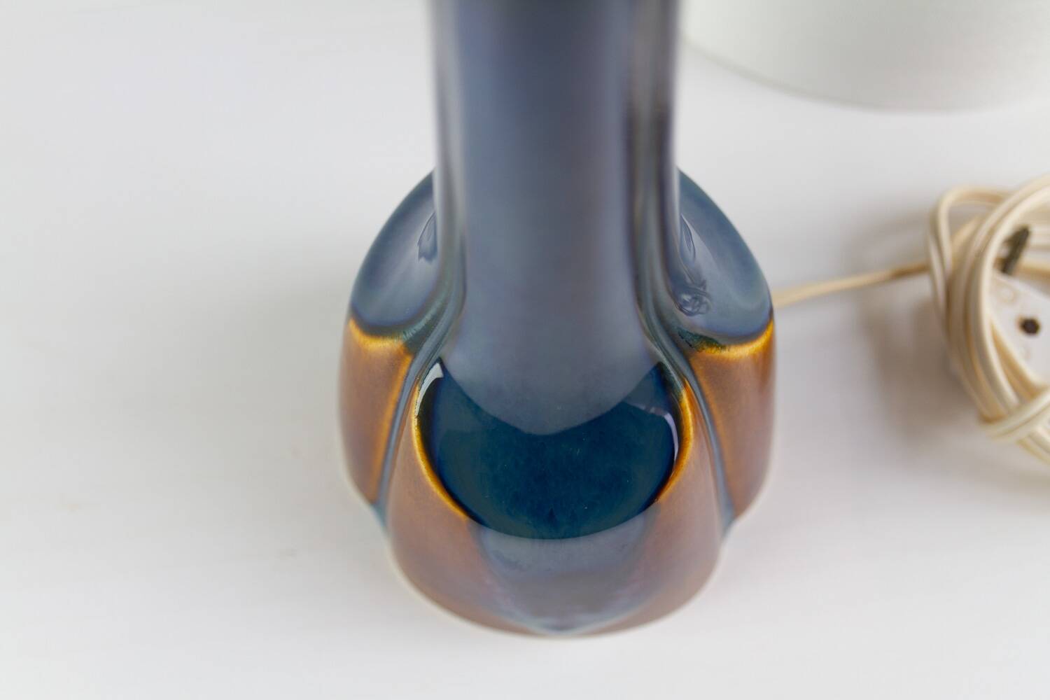 Danish Modern Blue and Brown Ceramic Table Lamp by E. Johansen for Søholm, 1960s