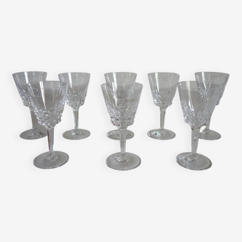 8 vintage Vannes crystal white wine glasses