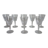 8 vintage Vannes crystal white wine glasses