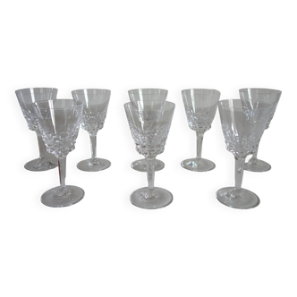 8 vintage Vannes crystal white wine glasses