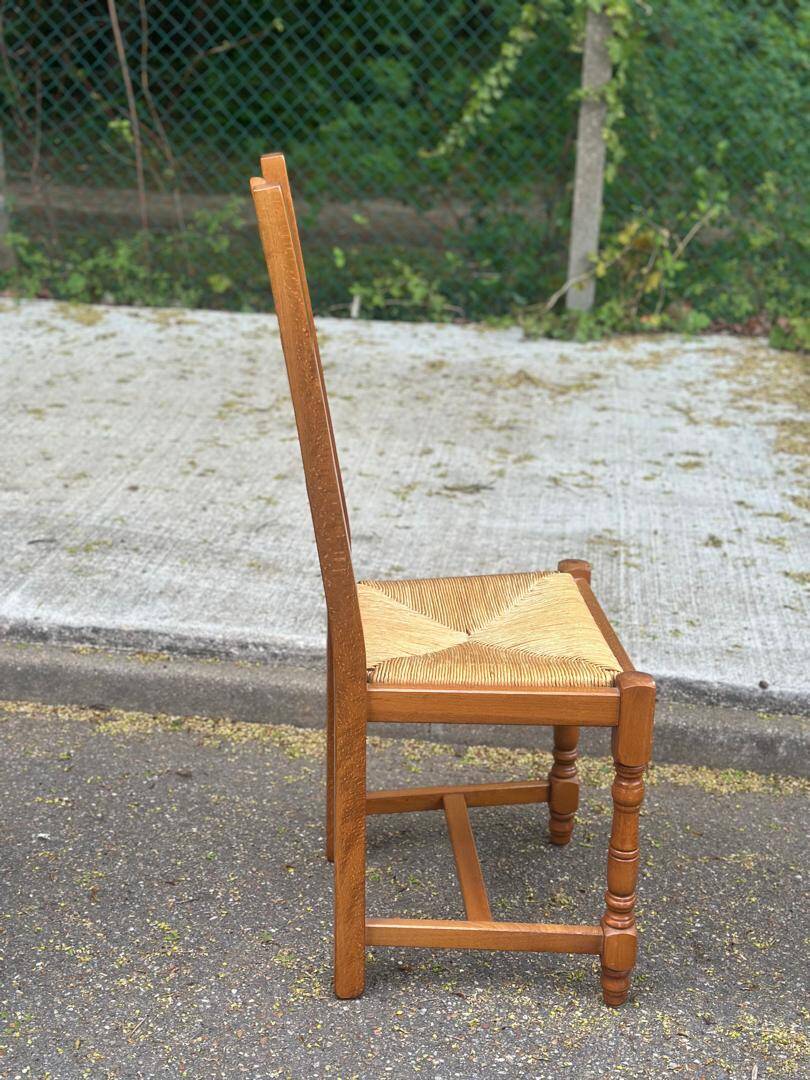 6 solid wood and straw farm-style chairs, 105cm