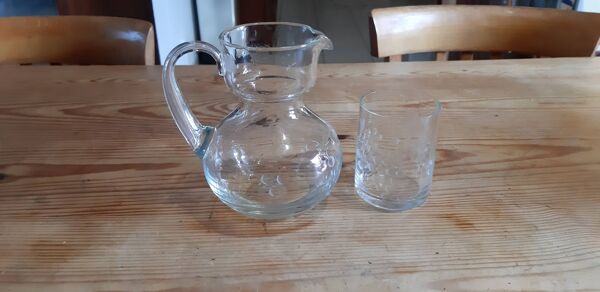Carafe et verre de nuit en cristal