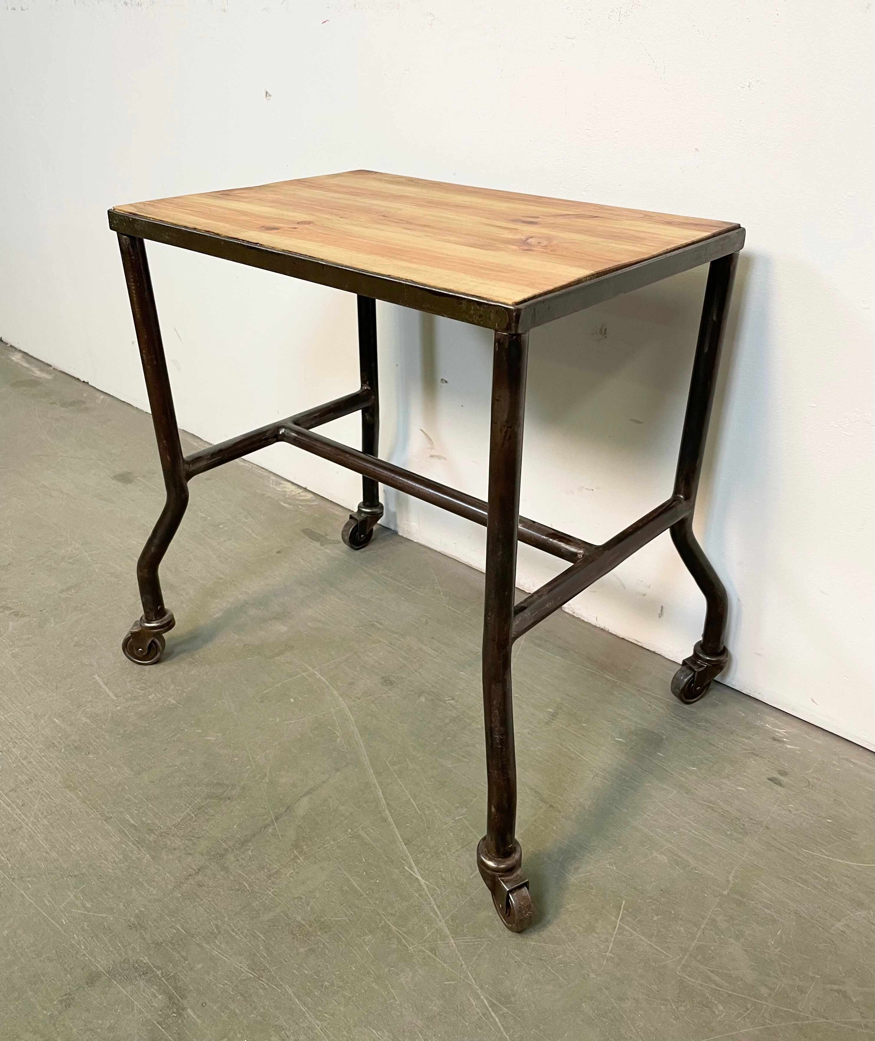 Industrial table on wheels, 1960s