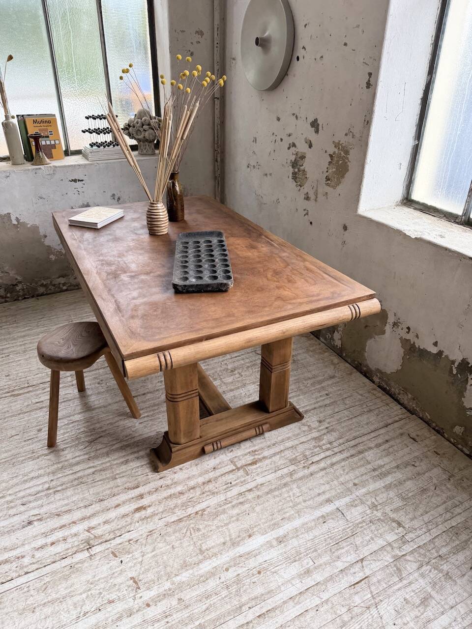 Table de repas chêne 1940 Dudouyt 240cm