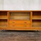 Enfilade moderniste en chêne longueur 197 vintage 1950 pieds compas
