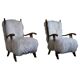 Pair of Scandinavian armchairs in oak and long-haired Icelandic sheepskin by Henning Kjærnulf, 1950.