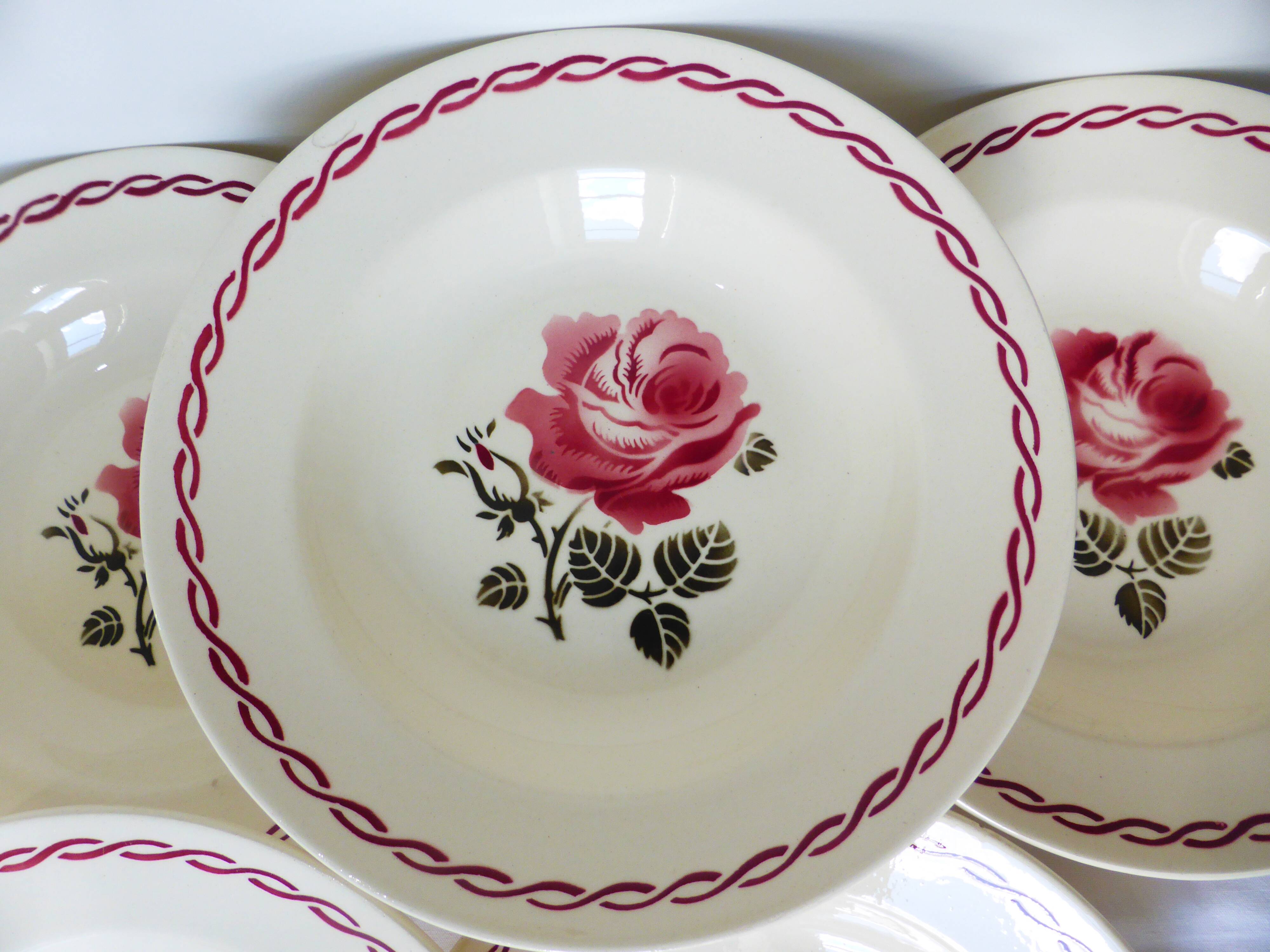 6 vintage Badonviller soup plates, Germaine model 220635