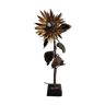 Vintage metal and bronze sunflower sculpture lamp, 1970s belgium