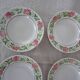 6 Plates wolf mill decoration flowers pink and green faience old