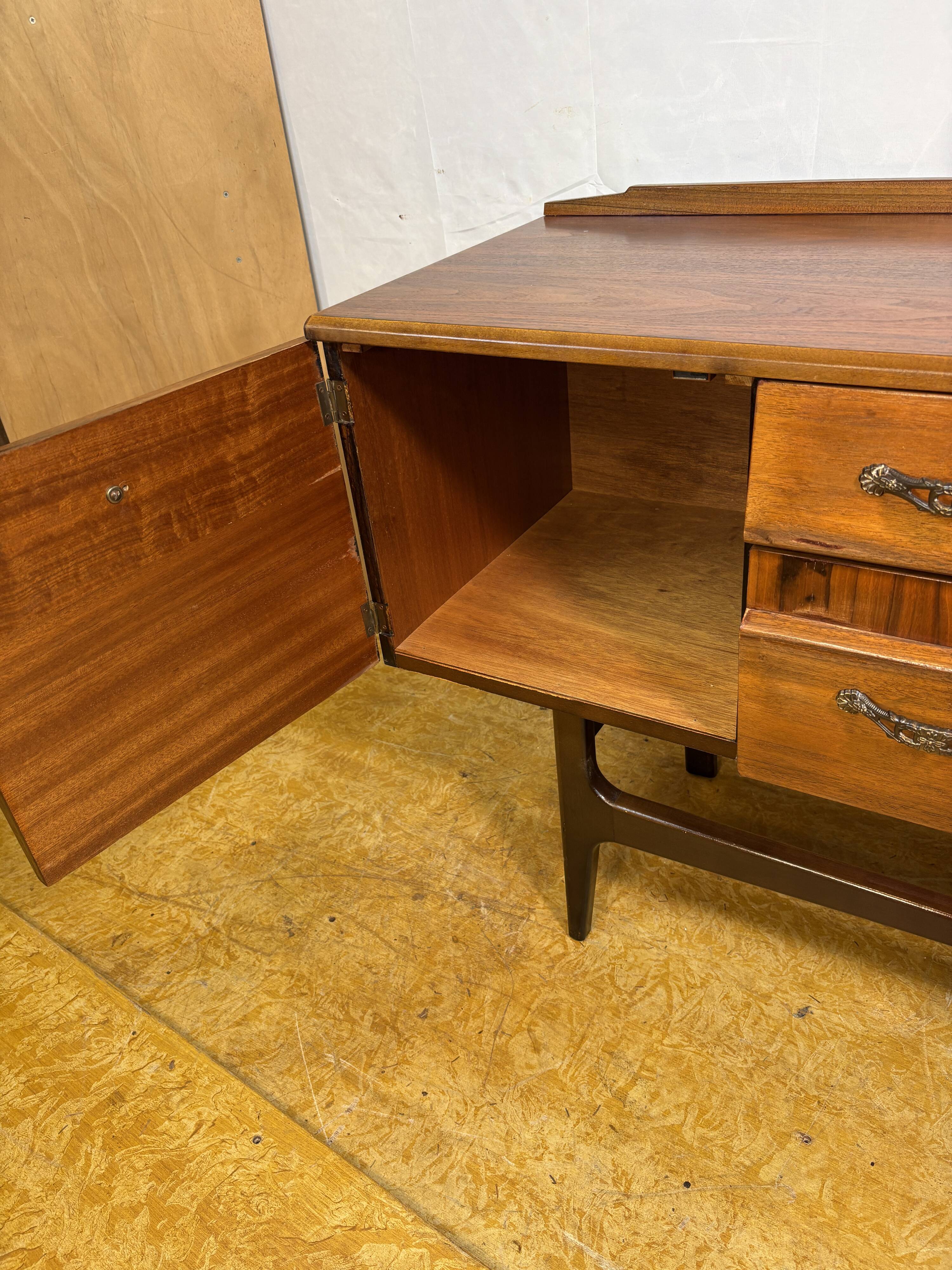 Mid-Century Retro Vintage Walnut Sideboard by Meredew 1960s  Sleek Design
