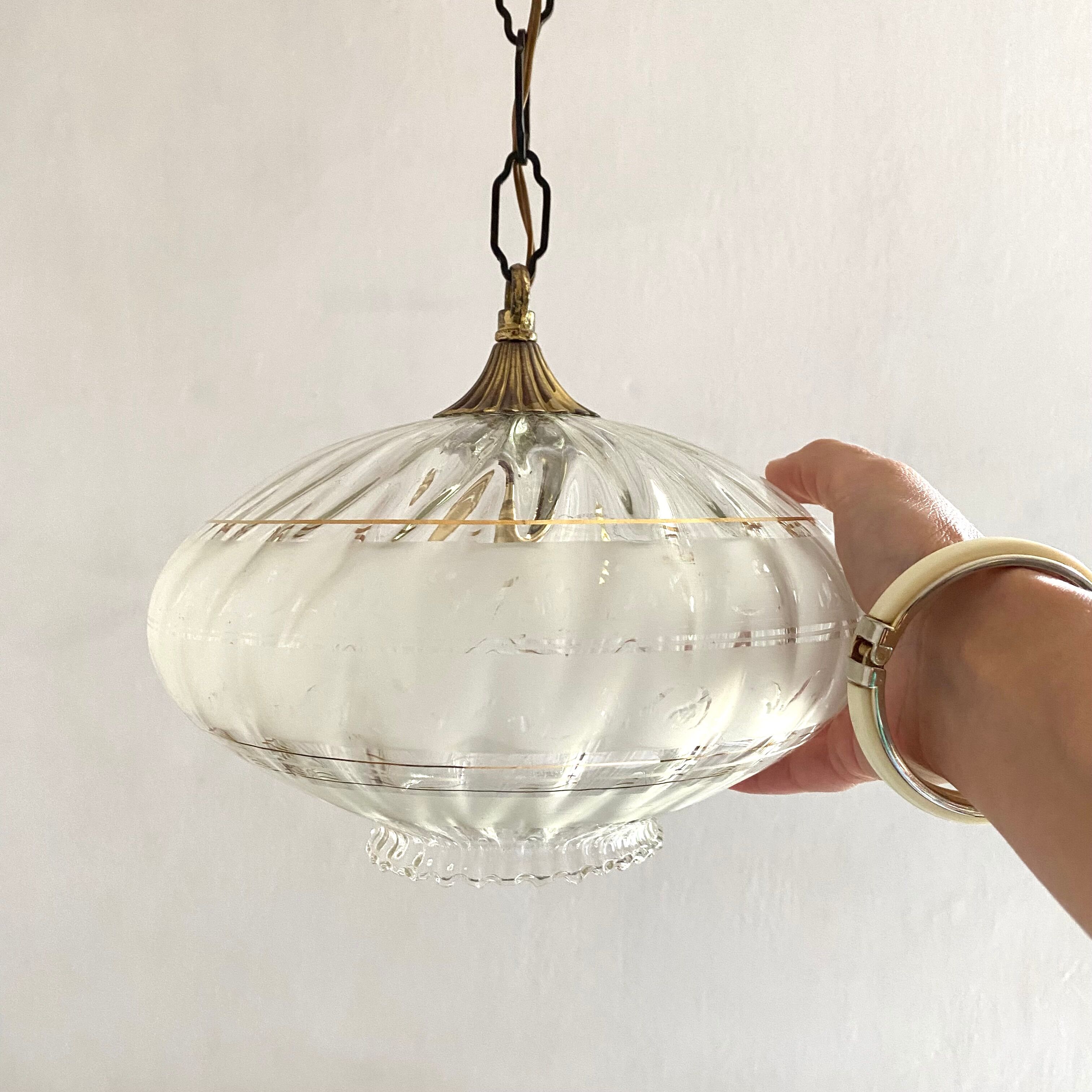 Suspension in glass and gilded metal 60s