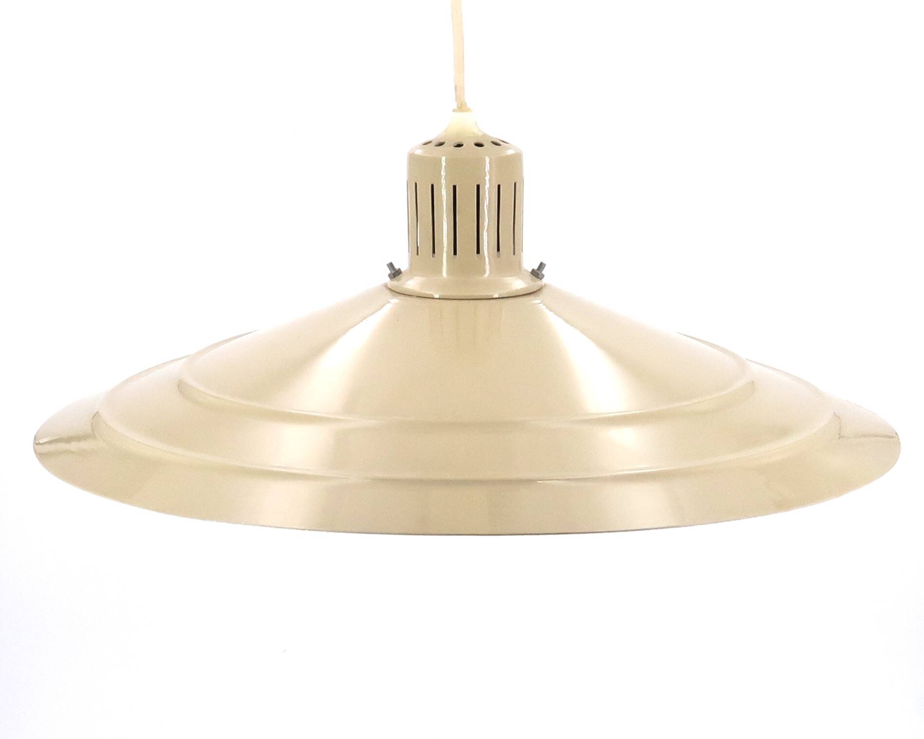 Beige khaki metal pendant light, 70s