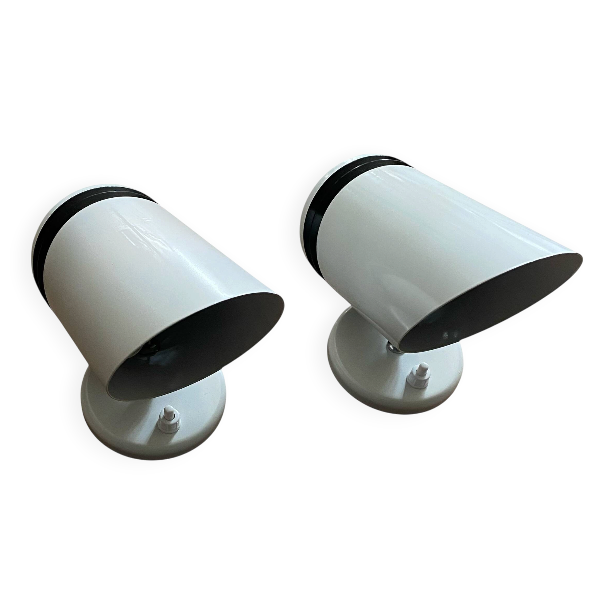 Pair of white metal wall spotlights